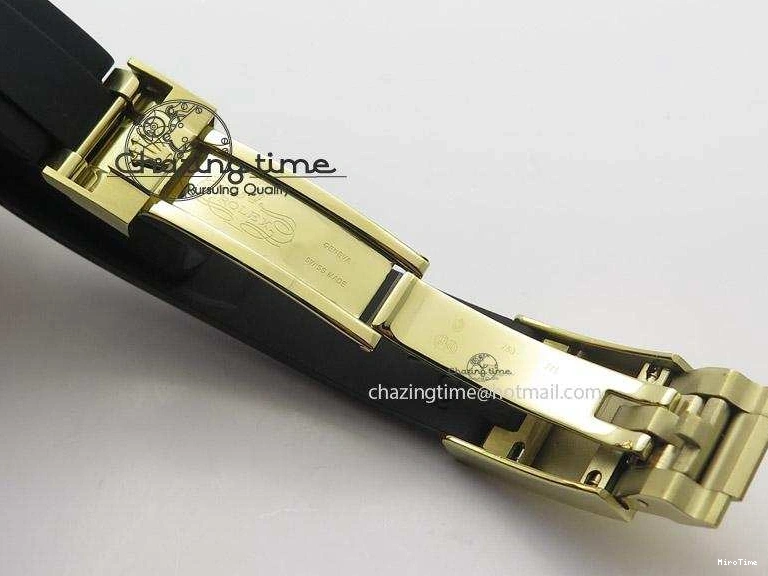 MiroTime 0512 TopPick Daytona YG BP Maker Black Dial Gold Subdial Sticks Markers On Rubber Strap A7750@ 4013